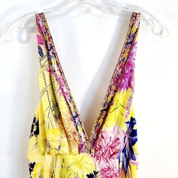 Camilla 'How Does Your Garden Grow' Silk Mini-Dress, Yellow Multi - Picture 8 of 8